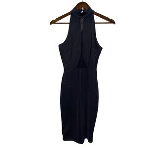 NEW Windsor Mocktail Sheer Panel High Neck Mini Dress Women‎ M Dark Romance